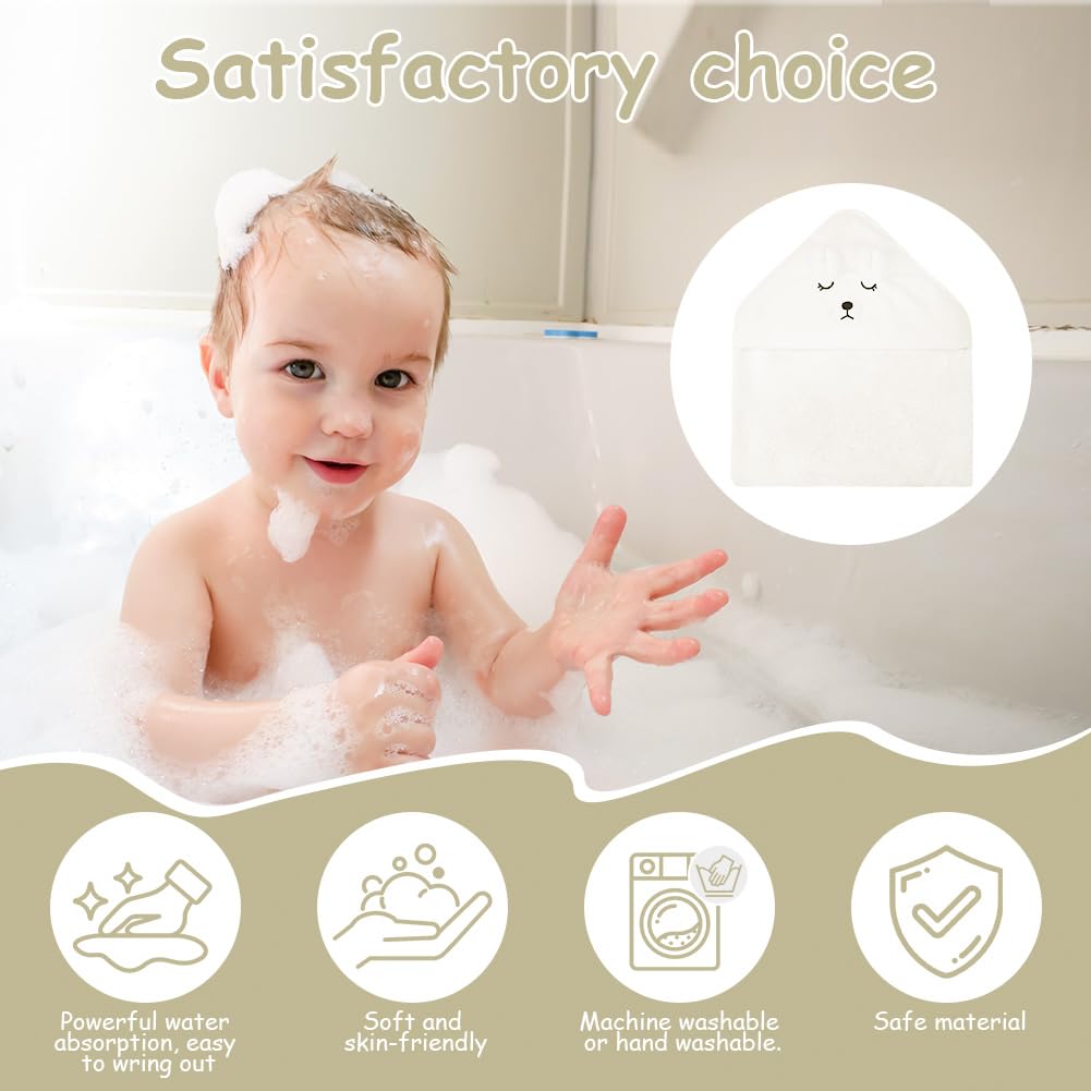 Aolso Accappatoio Neonato, 80x80cm Asciugamani Con Cappuccio Per Bambini, Accappatoio Neonato con Cappuccio Extra Morbido e Super Assorbente per Neonati e Bambini 0-3 Anni-Orso