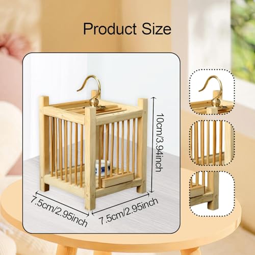 Generic Gaiola de bambu para, feita à mão, pequena, quadrada, para animais de estimação, exibição pr