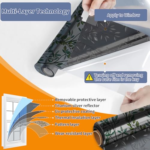 Vinilo decorativo para ventana QHYsunshine 17.5x78.7 in miniatura 2