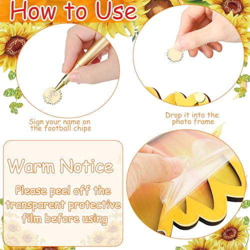 Image of Wenqik 63 Pcs Sunflower Baby Shower Guest Book Alternatives Set Baby Shower Decorations with Photo Frame Sonogram Frame Keepsake 60 Wood Slices Guest Book for Birthday
