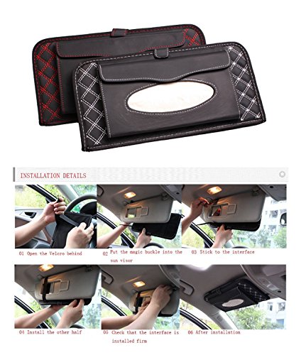 SunTrade Car Universal Sun Visor Organizer Pocket Storage Pouch,14 CD Visor Organizer,Car Sun Visor Tissue Bag (Style 2, Red)