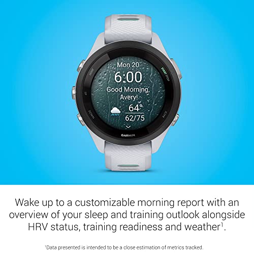 Image of Garmin Forerunner 265S Running Smartwatch, Colorful AMOLED Display, Training Metrics and Recovery Insights, Whitestone and Neo Tropic