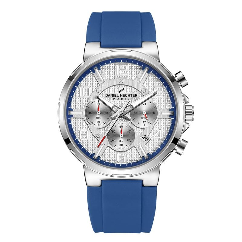 Image of Daniel Hechter Paris Beaubourg Collection Multifunctional Watch for Men with Textured Round Dial and Silicon Strap-DHM1009