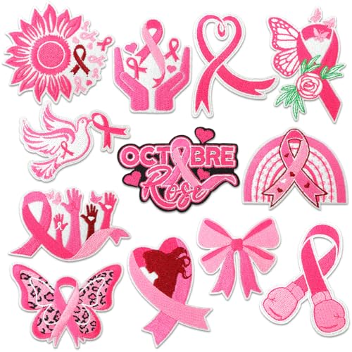 DPKOW Octobre Rose Patch Thermocollant Couture Écusson Thermocollant pour Ruban Rose Octobre Accessoires Badges Patch pour Vetement Jean Appliqués à Coudre...