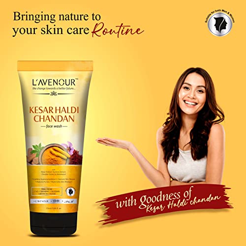 Image of L'avenour Kesar Haldi Chandan Face Wash For Men & Women | Natural Ubtan Facewash | Lightens Hyperpigmentation, Improves Skin texture & Reduces Dryness 115ml (Pack of 3)