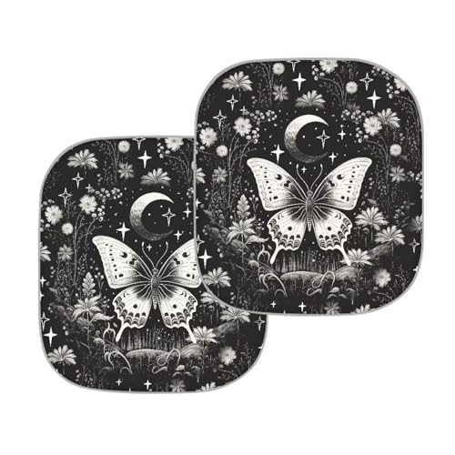 Image of Gothic Butterfly Car Windshield Sun Shade Foldable 2-Piece Car Windshield Sunshades Window Shades Cover Sun Visor Shield for Most Sedan Truck SUV Auto Interior Protector
