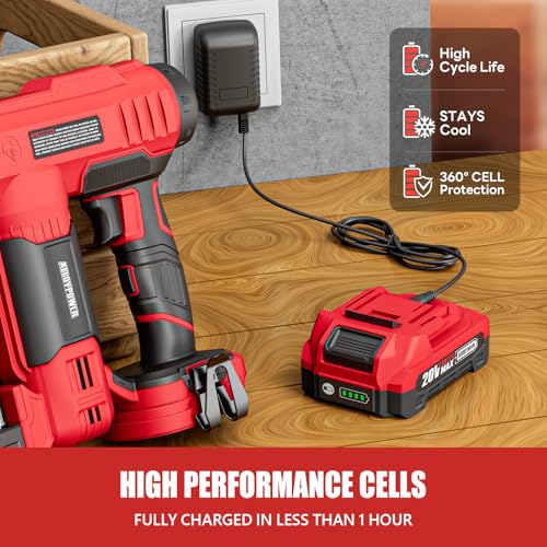 Image of ALLOYPOWER 2 in 1 Cordless Brad Nailer /Electric Stapler with 2.0Ah Battery and Charger,1000pcs Nails and 500pcs Staples Included for Home Improvement & Woodworking