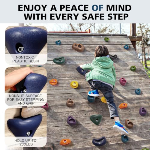Image of 32Pcs Rock Wall Climbing Holds for Kids, Climbing Grips for Indoor /Outdoor