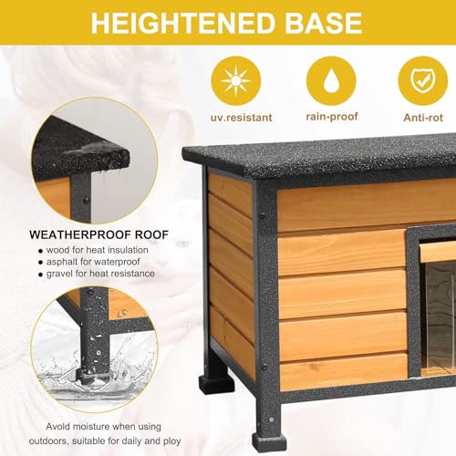 Seiyierr Outdoor-Katzenhaus wetterfest verwildert Haustier Haus Indoor hölzerne Kätzchen Condo für mittlere Hunde
