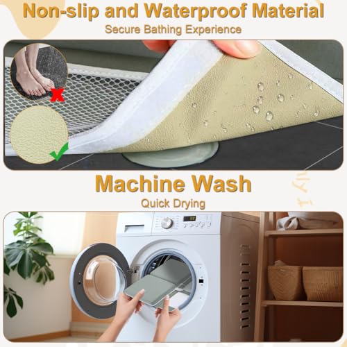 Image of Baby Bath Kneeler and Elbow Rest Pad Set | Bath Kneeling Pad for Bathing Baby with Toy Organizer Pockets，Soft Non-Slip Baby Bathtub Mat for Baby Bathing，Gifts for Parents