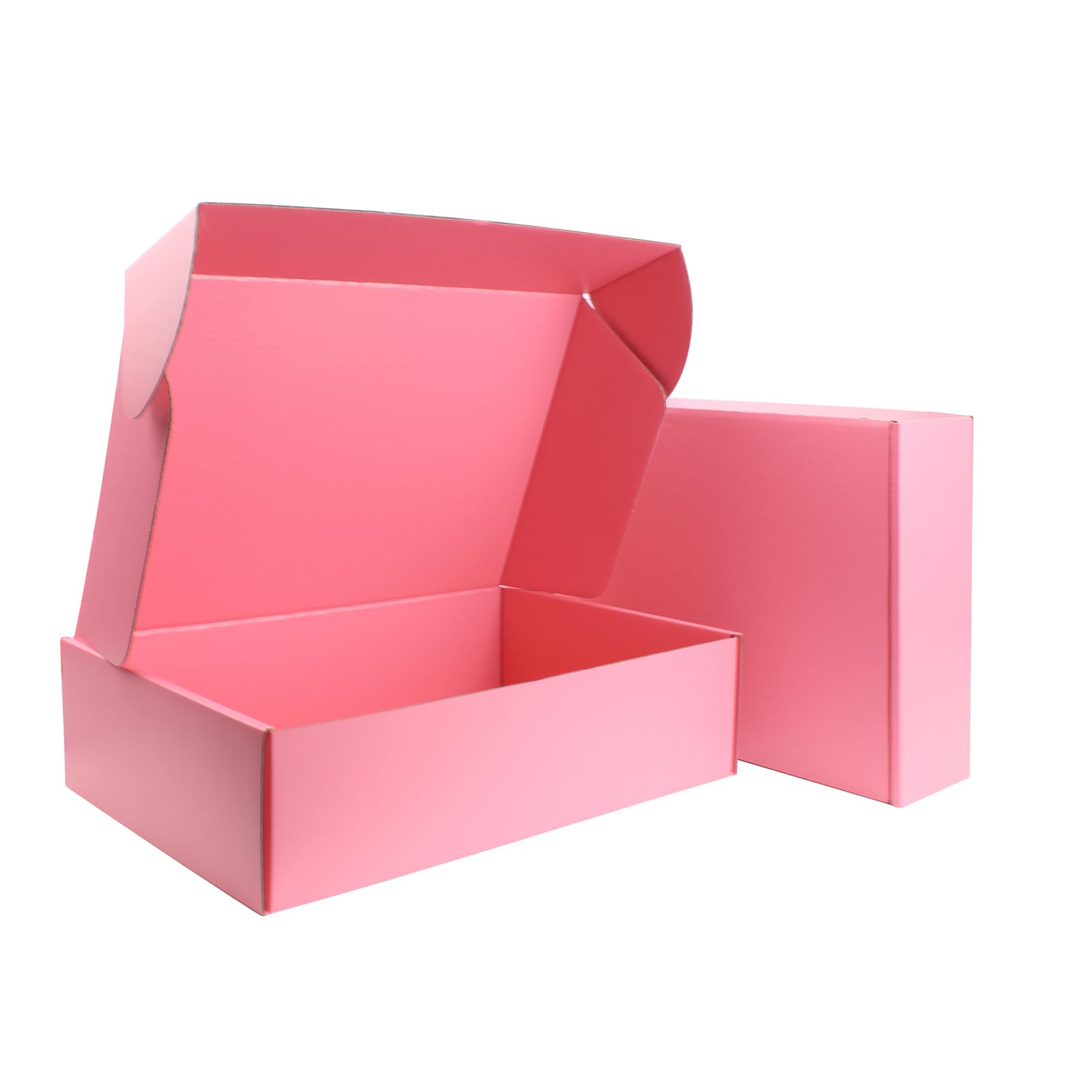 25 x 20 x 7 cm Rosa Klappdeckel-Versandbox – Recyclingkarton – innen & außen rosa – für Geschenke, Sets & Basteln – 25er-Pack