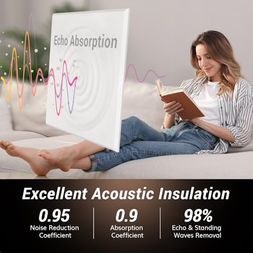 Image of TONOR 18 Pack Acoustic Panels Self-adhesive, 11.6 inchx 11.6 inchx 0.4 inch Square Soundproof Wall Panels, Noise Dampening Insulation Treatment Wall Decor Sound Absorbing Padding for Recording Studio Home, White