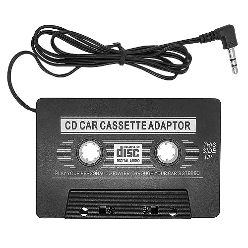 OcioDual Adaptador de Cassette para Radio del Coche con Cable Jack 3.5mm, Color Negro, para Lectores Mp3 / Mp4, Teléfonos Inteligentes, Smartphones, Tablets, Walmans, Discmans, etc.