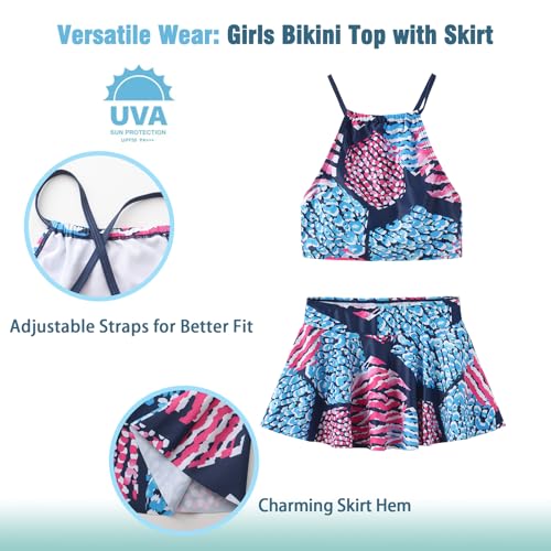Image of Girls 3 Piece Swimsuits for Teen Girls Bikini Set with Skirt Hawaiian Bathing Suits Beach Swimwear 3-16 Years