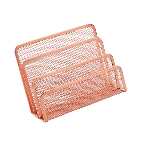 Montesy Desktop File Sorter Organizers 3 Compartments Metal Mail Sorter Space Saving Desk Book Magazine Stand 173x80x135mm