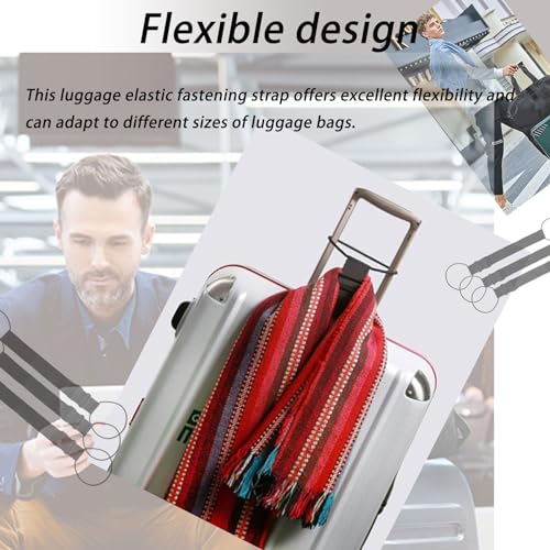 Image of 3PCS Elastic Fastening Belt for Luggage, Elastic Ring Luggage Binding Strap Adjustable Luggage Bag Fixing Strap Clamping Strap, Travel Bag Luggage Elastic Rope Binding Strap