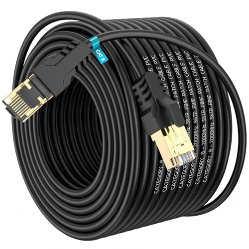 YSONG Cat 8 Lan Kabel Netzwerkkabel 100m Hochgeschwindigkeits Ethernet Kabel 40 Gbit/s 2000 MHz 26 AWG Vergoldetes RJ45-Kabel für PC/Router/Modem Schneller als Cat7/Cat6/Cat5
