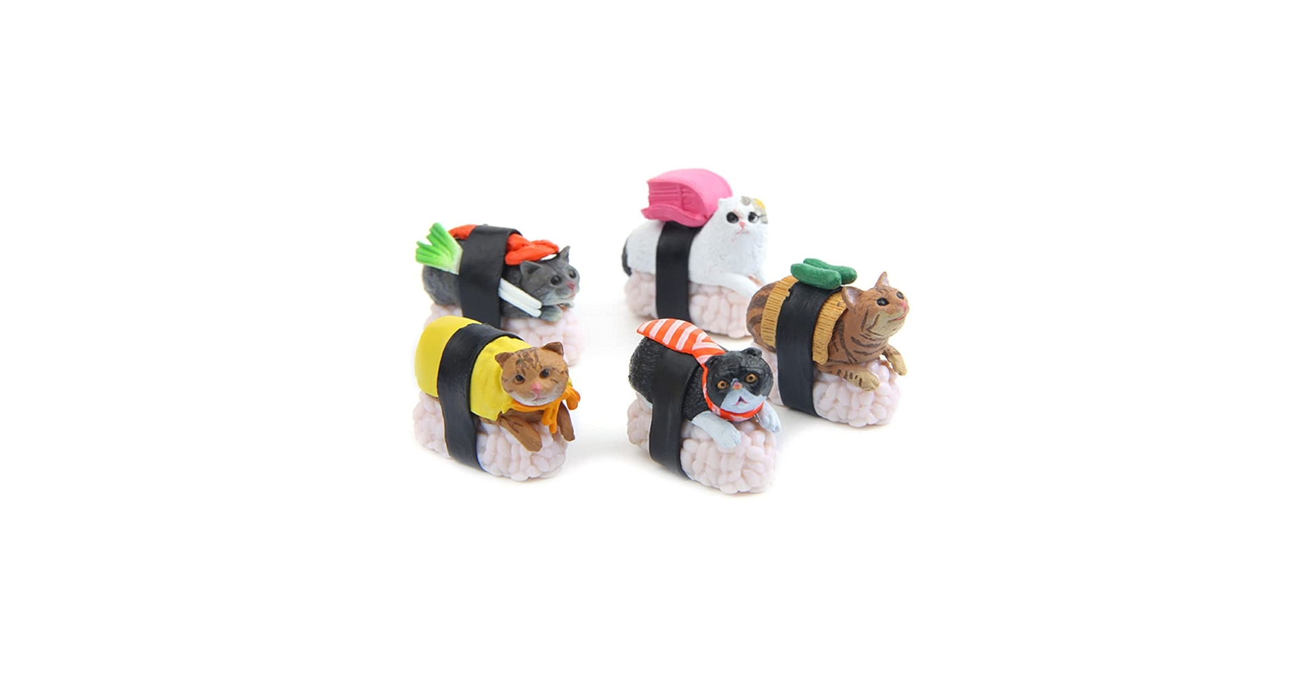 Amazon.co.jp: JSGHGDF 5個 漫画 ミニチュア 寿司 猫の置物 妖精