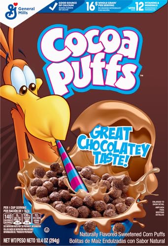 Image of Cocoa Puffs, Chocolatey Breakfast Cereal, Made with Whole Grain, 10.4 Ounce (Pack of 12)