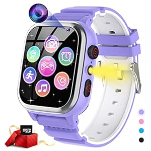 Smartwatch voor kinderen, 26 spelletjes, telefoon, stappenteller, calorieën, -SOS voor kinderen, jongens, meisjes, HD-camera, muziekspeler, video, stopwatch, 3-12 jaar, Kerstmis, verjaardagscadeau