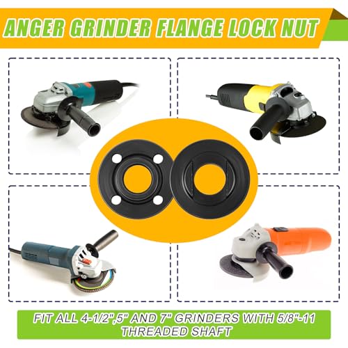 Image of Hicarer 25 Pcs Angle Grinder Nut Angle Grinder Wrench Kit Universal Locknut Adjustable Spanner 5 /8''-11 Flange Metal Lock Nut Compatible with Makita /Dewalt (Black)