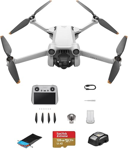 DJI Mini 3 Pro Drone con control remoto RC paquete con tarjeta de memoria de 128 GB luz estroboscópica anticolisión almohadilla de aterrizaje