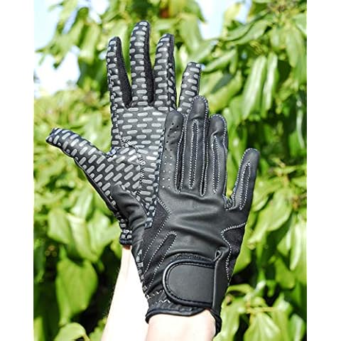 Rhinegold Silicone Grip Riding Gloves in Black Cover