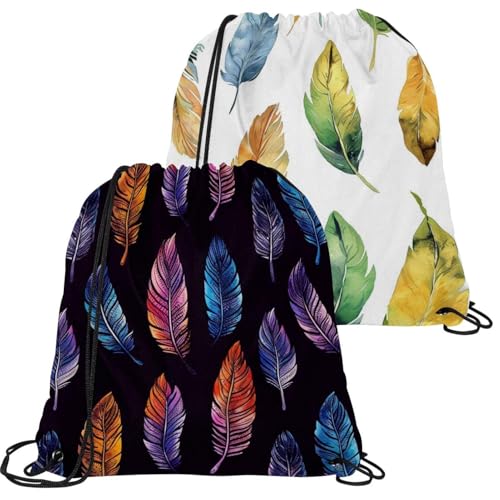 Sac à dos cordon étanche et pliable lot de 2 imprimé plumes