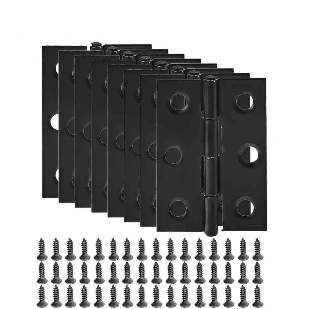 Udhsnjzg 8Sets Door Hinges 1-10Pcs Black Door Hinges Stainless Steel Furniture Butt Hinge Window Cabinet Drawer Flat 2-Inch Hardware Tool(8Sets)