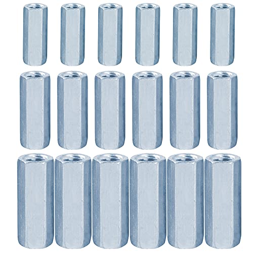 Niaciswe Ecrou Long M10 M8 M6 18 Pieces Écrou Long Écrou Hexagonal en Acier au Carbone Plaqué Zinc pour Appareils Ménagers et de équipements de Communication et Autres équipements Mécaniques