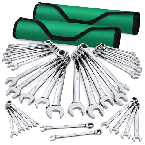 SK Ratcheting Wrench Set, Combination Wrench Set, 30-Piece, SAE 1/4