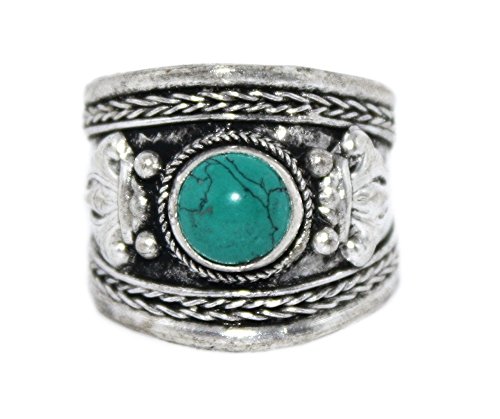Adjustable Ring, Turquoise Ring, Silver Ring, Healing Ring, Meditation Ring, Boho Ring, Tribal Ring
