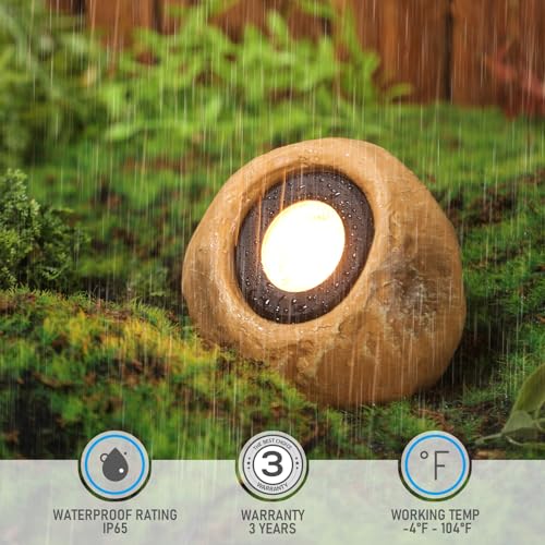 Image of LEONLITE 4-Pack 5CCT LED Rock Lights Outdoor, Round, Yellow