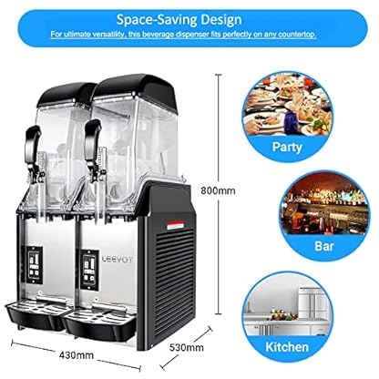 LEEVOT Kommerzielle Slusheis Maschine, 2 x 12 L Slush Eismaschine 890 W 220 V Slusheis Eismaschine, Slushie Maschine mit Abnehmbarem Tablett und digitalem Smart-Panel, Slushmaschine Slushgerät – Bild 3