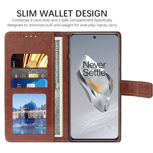 Image of Flip Cover Back Case for OnePlus 12R 5G | Premium Leather Finish | Inbuilt Pockets & Stand | Flip Cover Back Case for OnePlus 12R 5G (Brown)