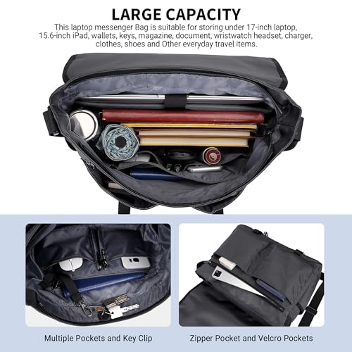 WITZMAN Messenger Bag for Men Crossbody Large Lightweight Satchel Bag Nylon Shoulder Bag with 15.6 inch Laptop3