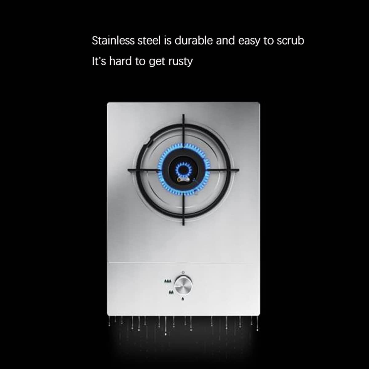 Gas Stoves Portable 5.0kw Household Stainless Steel Embedded Gas Stove with flameout Protection Gas Hob for RVs Apartments Outdoor（Color: Silver） Gas Stoves for Home (NG) (Lpg)