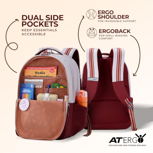 Image of Harry Potter x American Tourister Hogwart Illustration Backpack | 33L School Bag for Girl and Boy | Multiple Compartment |AT Playunique - Harry's Specks Charm Puller | Beige | 1 Year Global Warranty