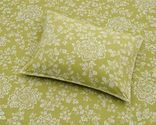 Image of 400TC Cotton Feel Glace Cotton Double Bed Fitted Bedsheet Set || Includes 1 Elastic Bedsheet King Size & 2 Pillow Covers (78 x 72 Inches, Aarchid Green)