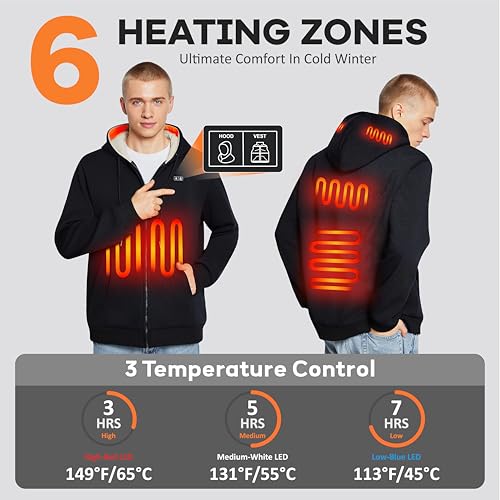 Ropa cazadora abrigo calefactable lavable con seis zonas de calor azul 4