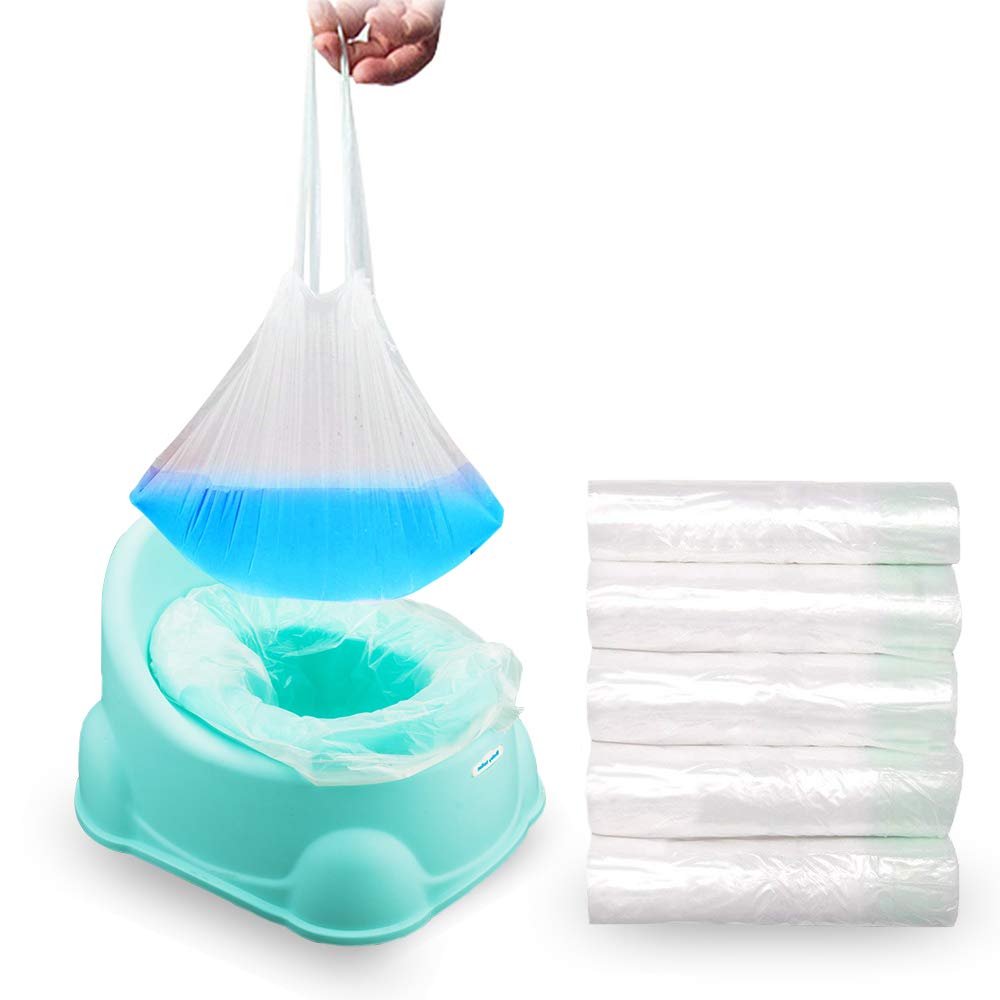 Potty Liners Disposable, Travel Potty Chair Liners with Drawstring Universal Training Toilet Seat Potty Bags Cleaning Bag for Kids Toddlers