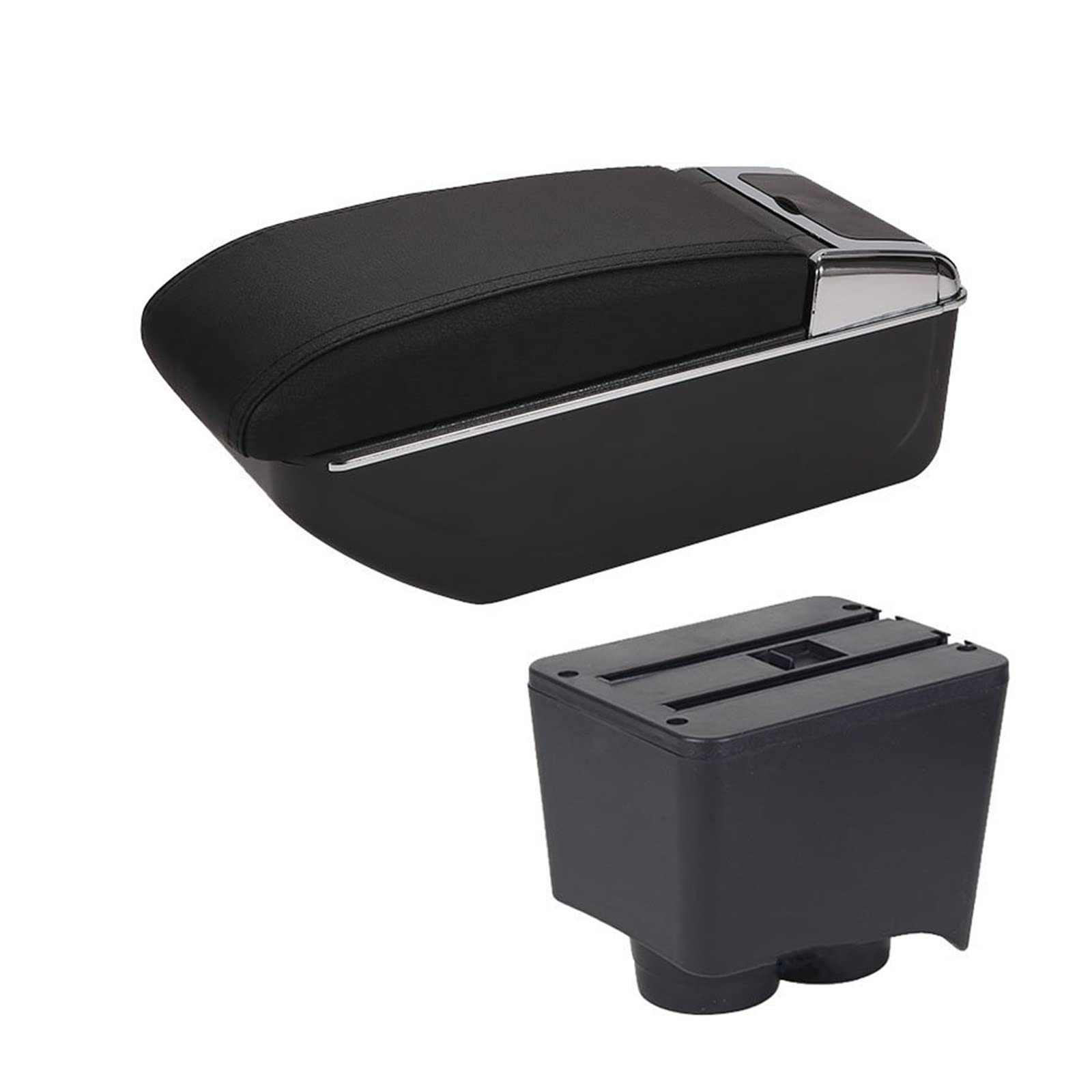 Baiqimv For VW For Polo 9N 3 2002-2009 Car Armrest Box Retrofit Parts Storage Box Car Interior Accessories USB(D2 Black black NoUSB)