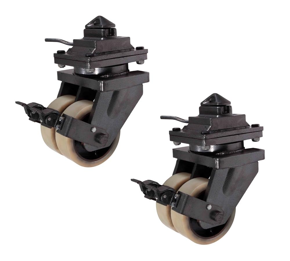 Mytee Products (2 Pack) 8" ISO Shipping Container Double Caster Wheels with Brakes - 5 Ton Load Capacity (11000 lbs WLL/Unit) - Shipping Container
