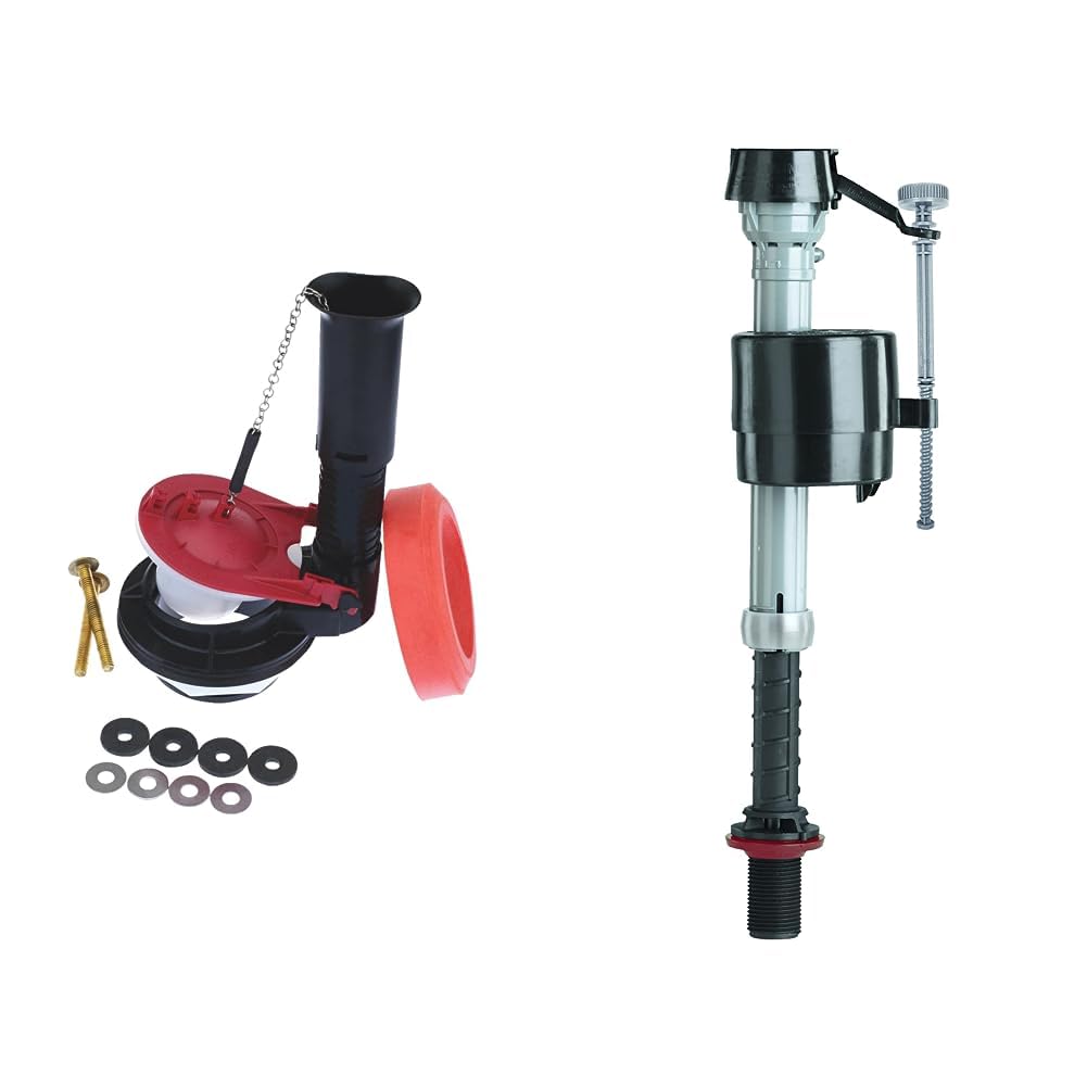 Fluidmaster 540AKRP5 3-Inch Complete, Adjustable Toilet Flush Valve Repair Kit, Black & 400A Anti-Siphon Universal Toilet Tank Fill Valve,Black