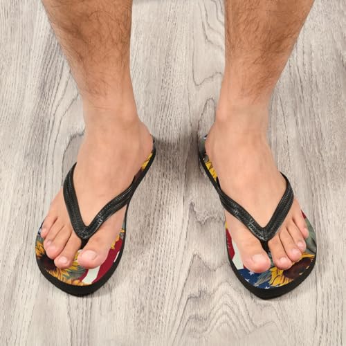 Sunflower American Flag Beach Summer Casual Flip Flop Sandals Non-Slip Quick Dry for Women Men 214B25324