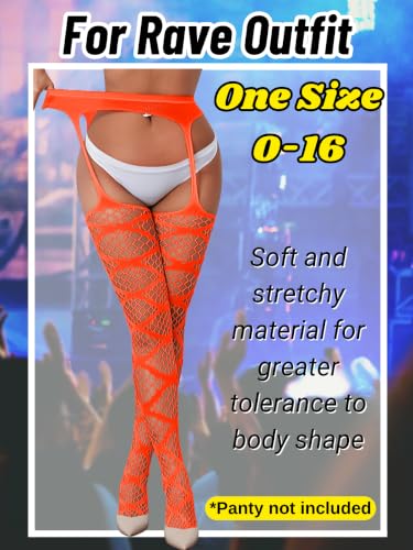 Image of Kaei&Shi Womens Thigh High Fishnet Garter Stockings Rave Party