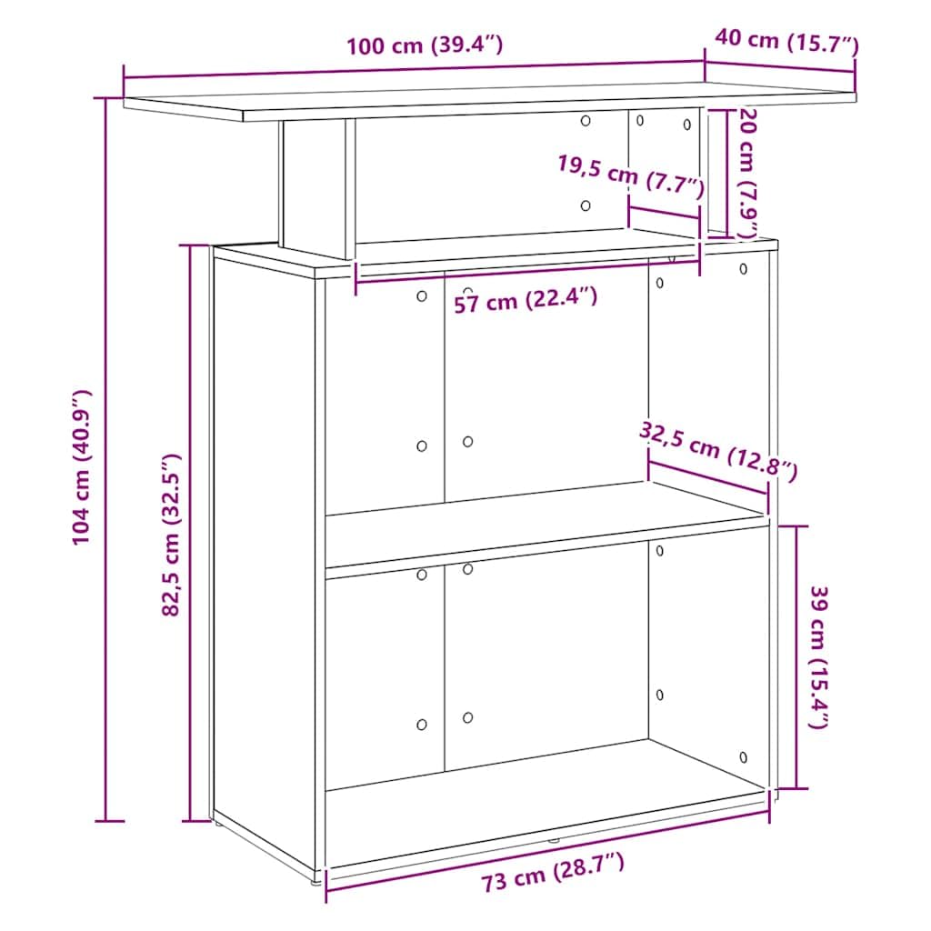 Empfangstresen, handgefertigtes Eichenholz, 100 x 40 x 104 cm, mit Ablagefläche, vielseitig einsetzbar für Büro, Hotellobby, Klinik, robust und platzsparend