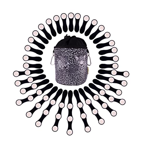60 pinzas para ropa delicada con agarre suave, última tecnología de pinzas con resortes a presión, duraderas y sostenibles, color negro con asas blancas y 1 bolsa de algodón para pinzas Cover