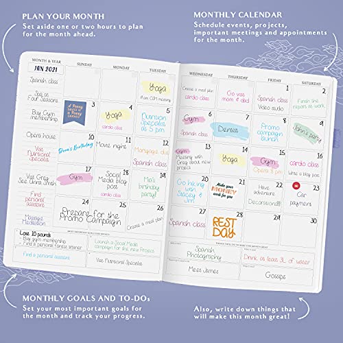 Image of Legend Planner PRO Hourly Schedule Edition - Deluxe Weekly & Daily Organizer with Time Slots. Time Management Appointment Book Journal for Work & Personal Life, Undated, A4 Size Hardcover - Periwinkle Gold Foil