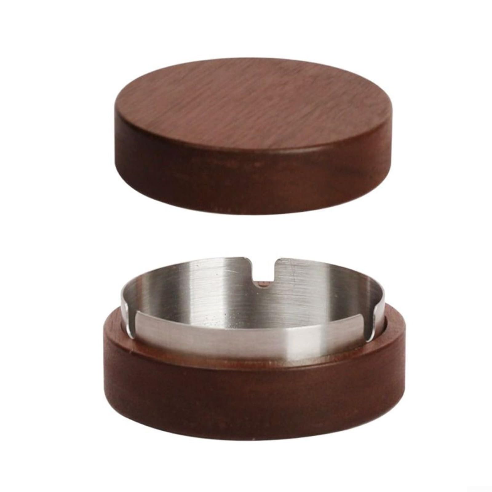 Windproof Wooden with Lid & Detachable Stainless Steel Inner Liner, Large Capacity Butt Ash Holder for Home Bar Outdoor Party, Easy Clean Ash Container(silver)